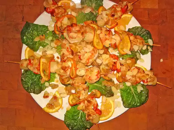 Ricetta Spiedini di gamberoni & capesante