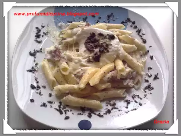 Ricetta Garganelli al tartufo nero con provola affumicata di bufala