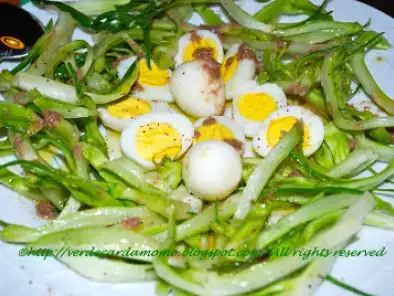Ricetta Sorprese di pasqua: insalata di puntarelle romane e uova di quaglia
