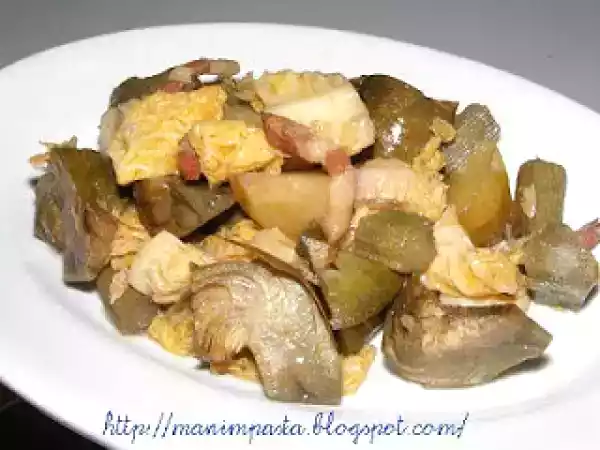 Ricetta Contorno di carciofi, patate, cavolo verza e pancetta