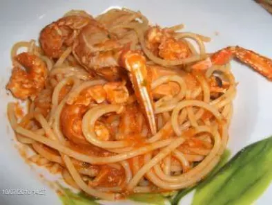 Ricetta Spaghetti con scampi alla busara