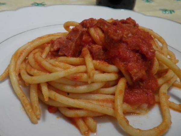 Bigoli all’amatriciana di Dolcemagro Golfera - Preparazione tappa 1