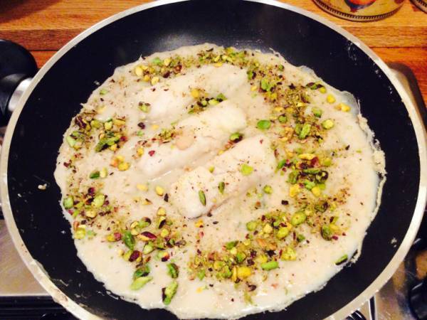 Filetti di merluzzo con vellutata di cannellini e granella di pistacchi - Preparazione tappa 4