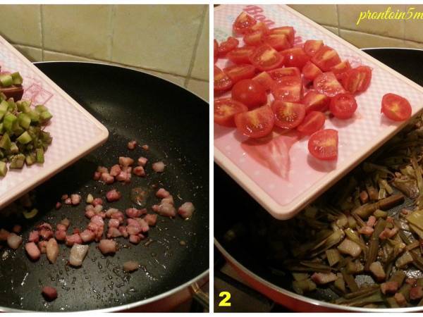 Tagliatelle Carciofi e Pancetta - Preparazione tappa 2