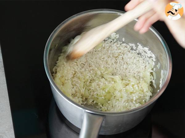 Risotto con formaggio e chorizo - Preparazione tappa 2