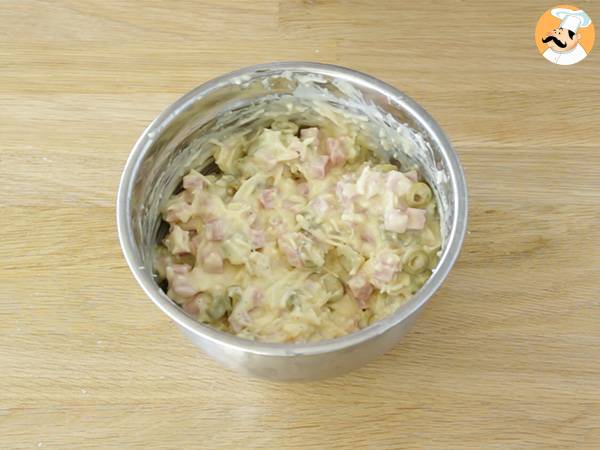 Muffins salati con olive e prosciutto - Preparazione tappa 3