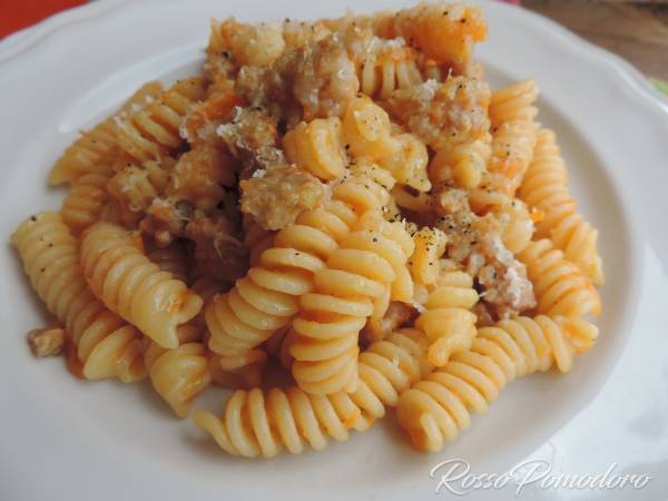 Fusilli alla crema di zucca e salsiccia - Preparazione tappa 1