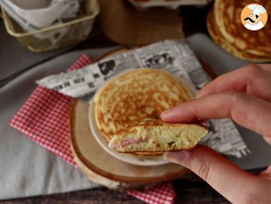 Pancake salati con prosciutto cotto e formaggio - Preparazione tappa 6