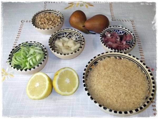 Risotto con pere speck e noci - Preparazione tappa 1