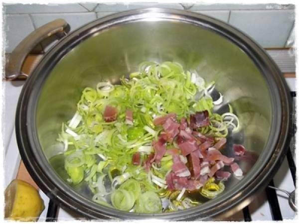 Risotto con pere speck e noci - Preparazione tappa 3