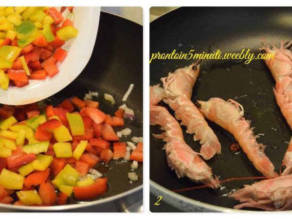 Paccheri Scampi e Peperoni - Preparazione tappa 1