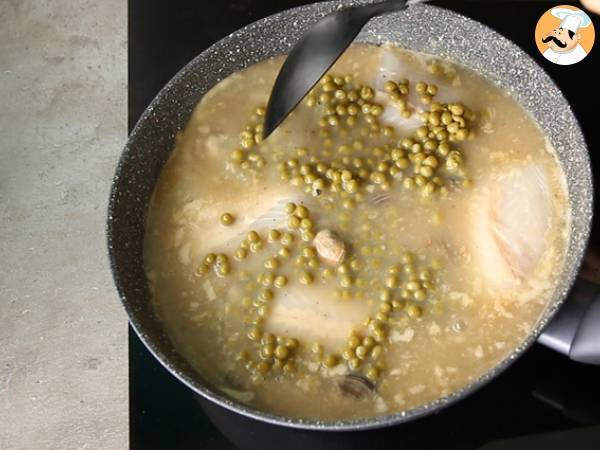 Filetto di merluzzo con vongole e piselli - Preparazione tappa 3