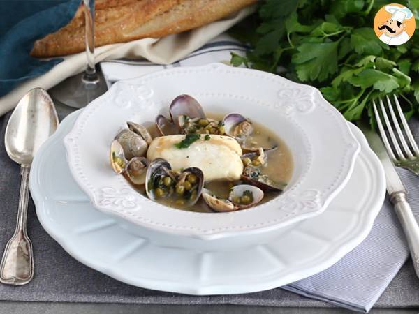 Filetto di merluzzo con vongole e piselli - Preparazione tappa 5