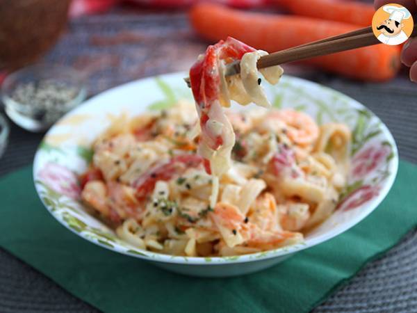 Noodles di riso con gamberi, latte di cocco e verdure - Preparazione tappa 4