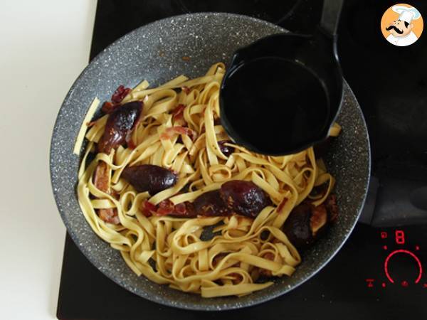 Tagliatelle con fichi, pancetta e noci - Preparazione tappa 4