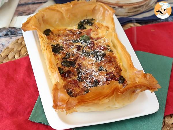 Torta salata di pasta fillo con prosciutto crudo e pomodori secchi - Preparazione tappa 6