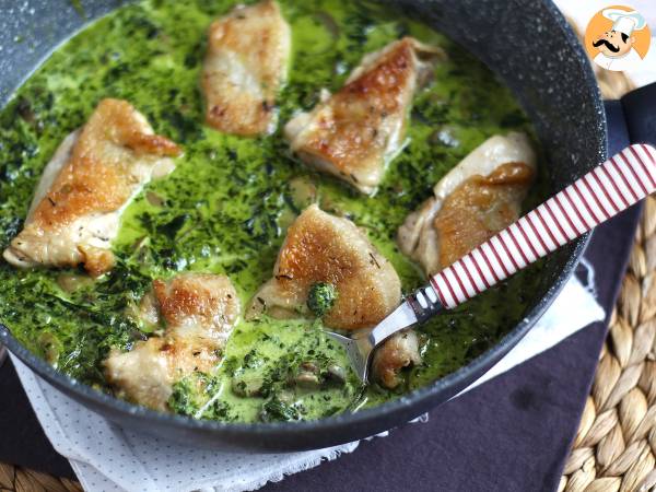 Pollo con crema di funghi e spinaci - Preparazione tappa 3