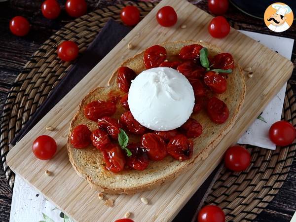 Bruschettone con pomodorini al forno, burrata e pinoli - Preparazione tappa 4