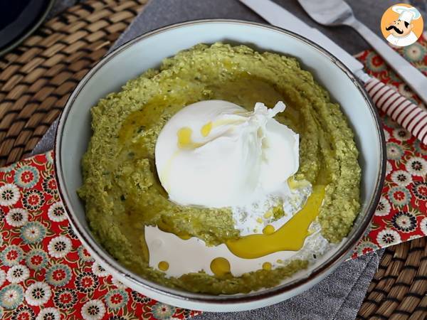 Crema di piselli con burrata e mandorle - Preparazione tappa 4