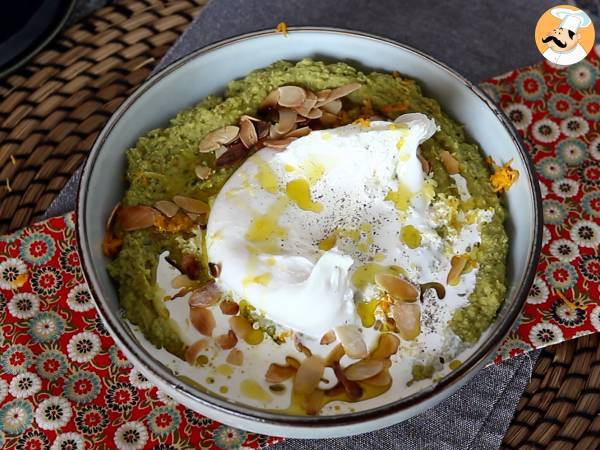 Crema di piselli con burrata e mandorle - Preparazione tappa 5