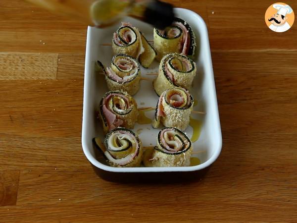 Involtini di zucchine al forno con prosciutto cotto e scamorza - Preparazione tappa 6