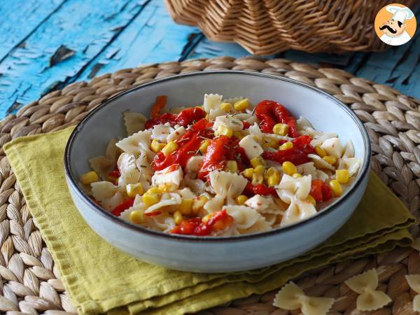 Pasta fredda con peperoni, mais e mozzarella - Preparazione tappa 6