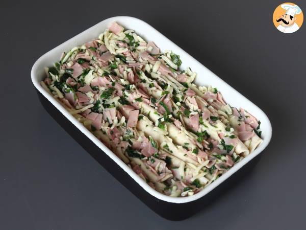 Cosa fare con le tortillas? Un ottimo gratin di Prosciutto, spinaci e mozzarella - Preparazione tappa 5