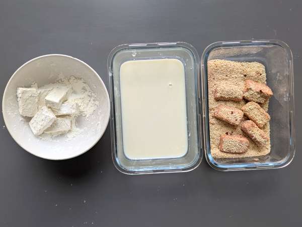 Nuggets di tofu in friggitrice ad aria croccanti e speziati - Preparazione tappa 6