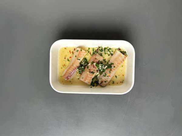 Merluzzo in friggitrice ad aria con salsa al vino bianco, patate e verdure - Preparazione tappa 6