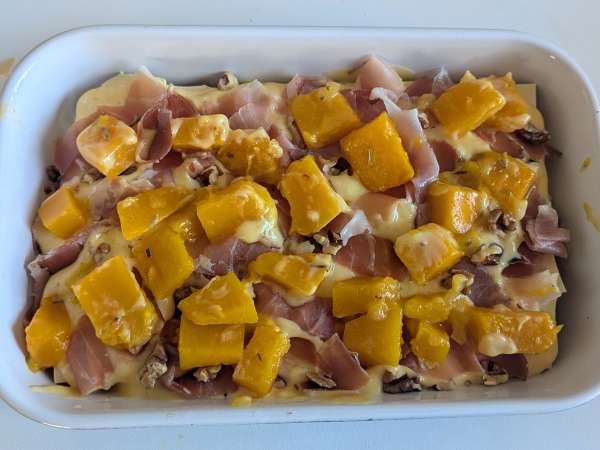 Lasagne con zucca, speck e noci cremose e croccanti - Preparazione tappa 7