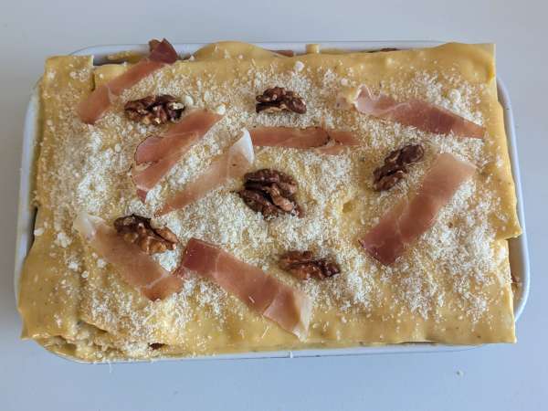 Lasagne con zucca, speck e noci cremose e croccanti - Preparazione tappa 8