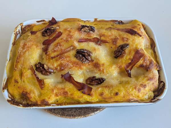 Lasagne con zucca, speck e noci cremose e croccanti - Preparazione tappa 9