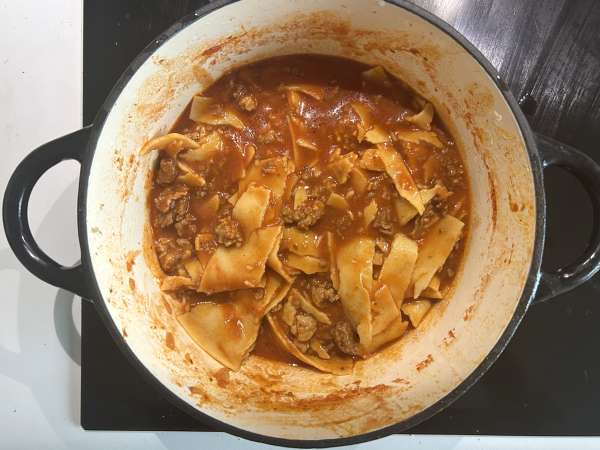 Zuppa di lasagne con carne, ricotta e parmigiano - Preparazione tappa 5