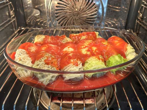 Involtini di cavolo vegetariani con funghi, riso e miso - Preparazione tappa 10