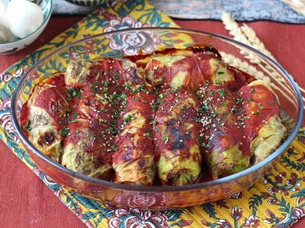 Involtini di cavolo vegetariani con funghi, riso e miso - Preparazione tappa 11