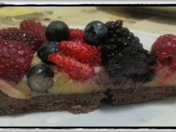 Crostata cioccolato e rhum con crema frangipane e frutti di bosco - Preparazione tappa 5