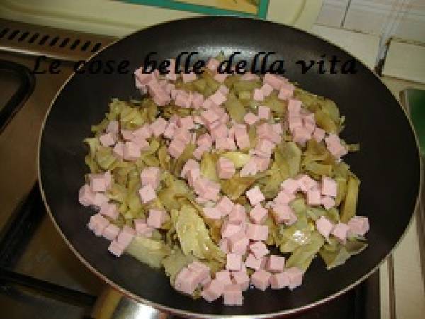 Frittata di carciofi e prosciutto - Preparazione tappa 2