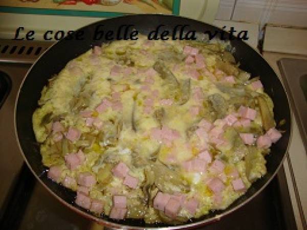 Frittata di carciofi e prosciutto - Preparazione tappa 3