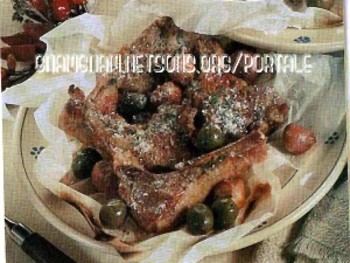 Agnello al cartoccio con olive e lampascioni