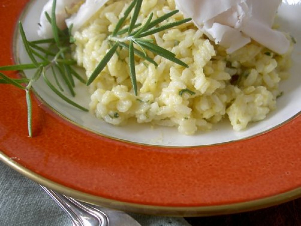 Al lardo! al lardo!: Risotto alle erbe con lardo di Colonnata.