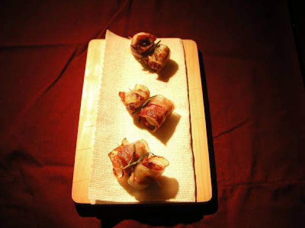 Appetizer di castagne e pancetta