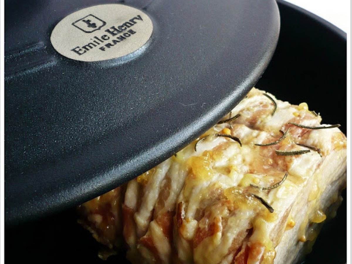 Arista con pancetta, senape e confettura d'arance