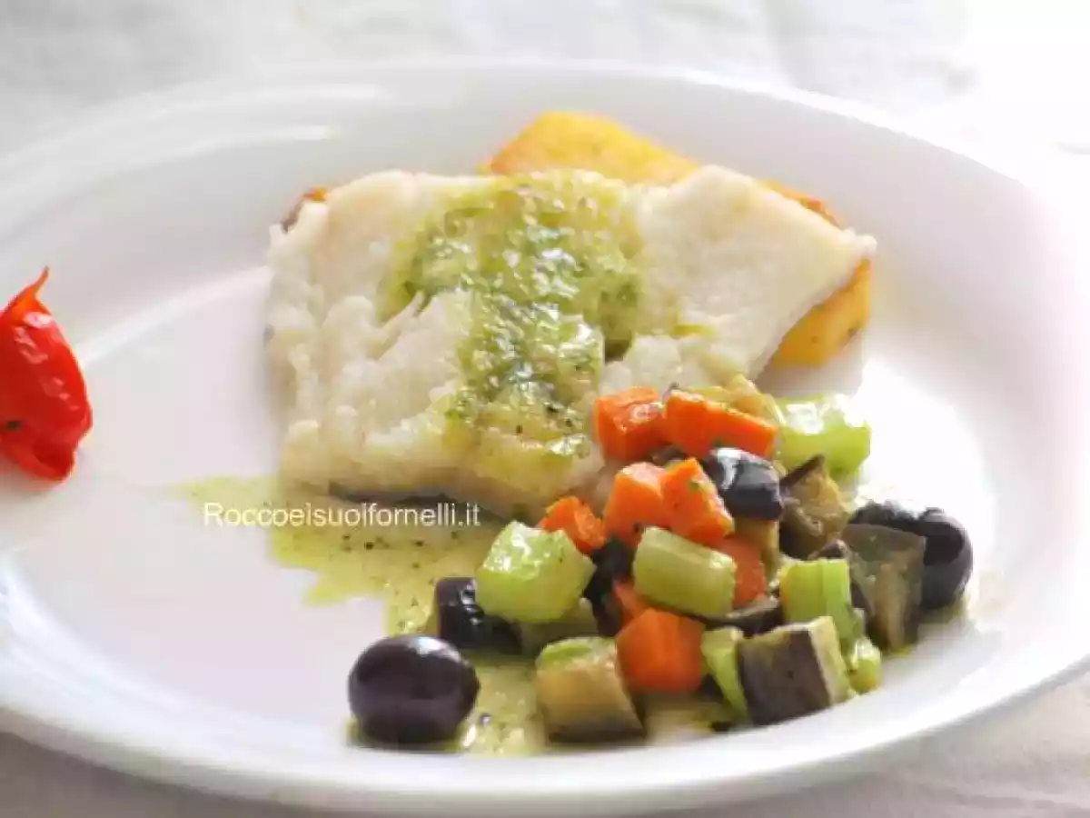 Baccalà al vapore con verdurine