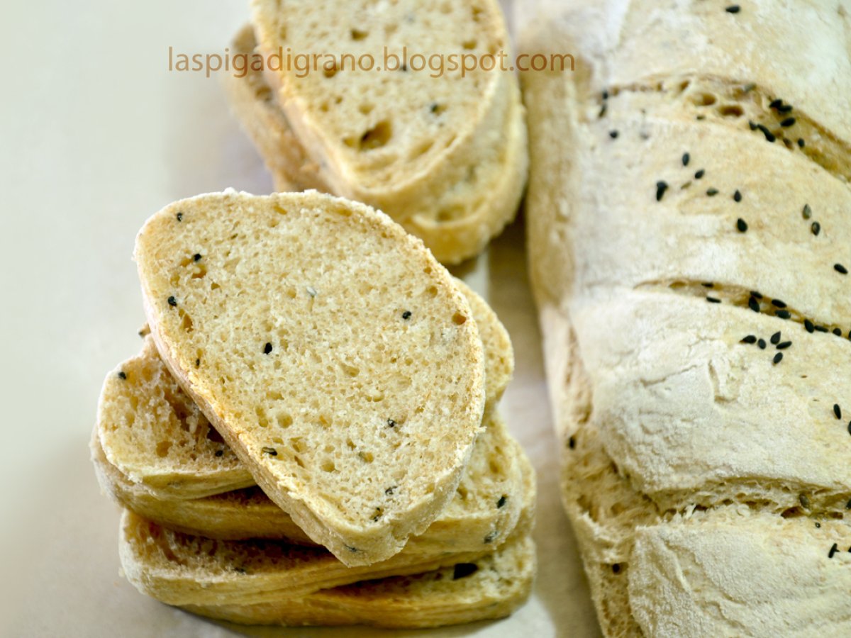 Baguette di farro semi-integrale con semi di nigella