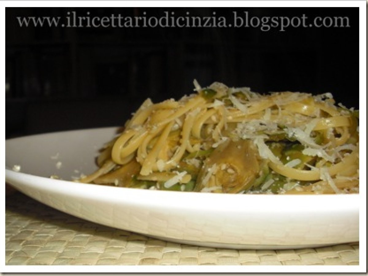 Bavette carciofi e semi di sesamo