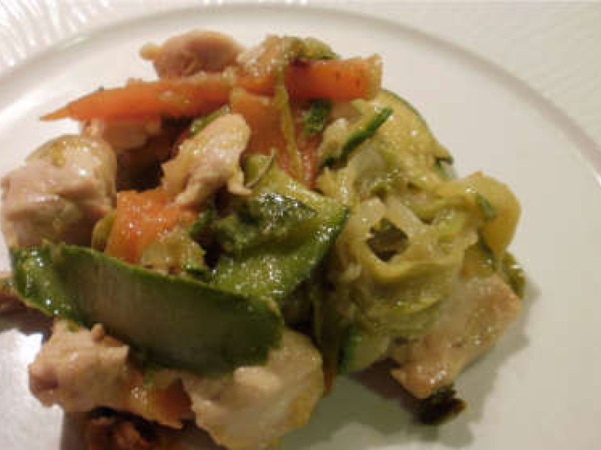 Bocconcini di pollo con verdure