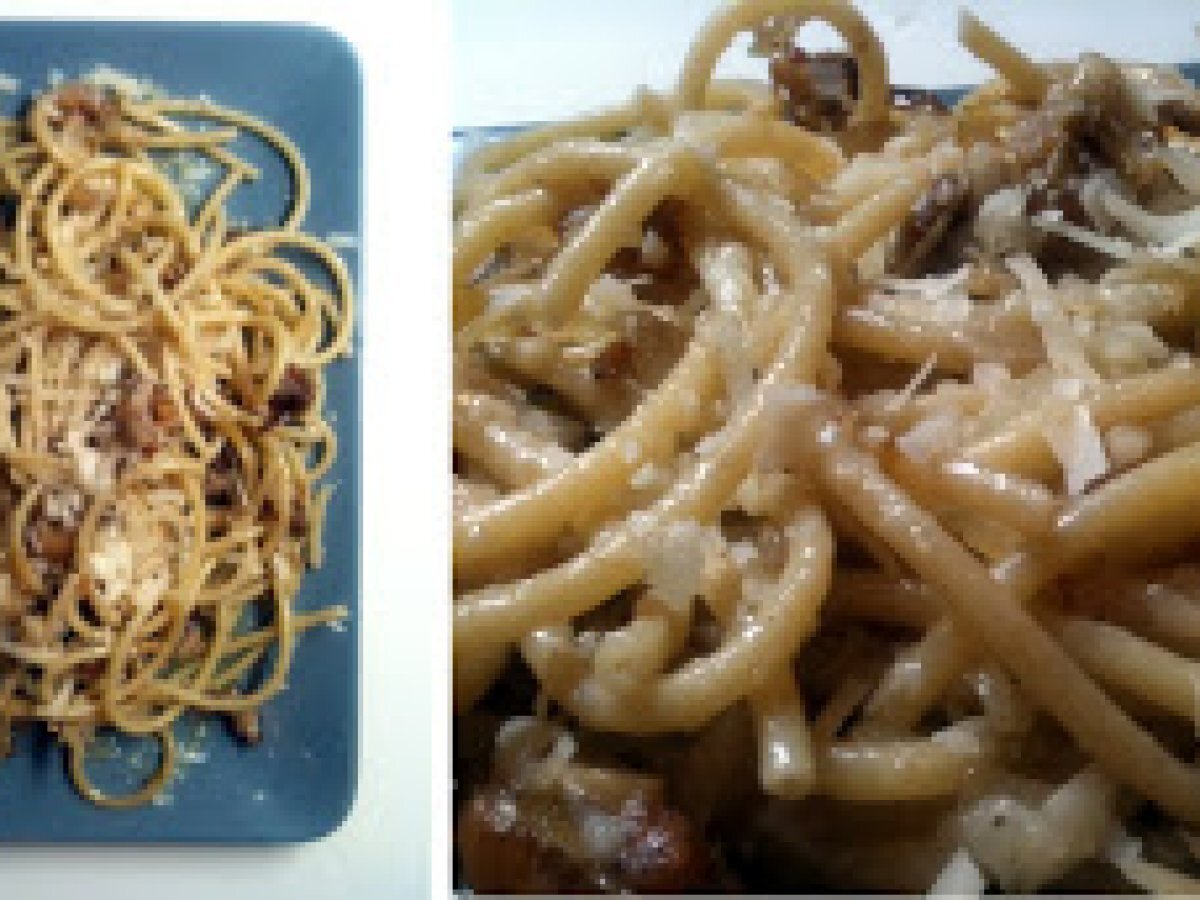 Bucatini cacio pepe alla primi passi pazzi (con noci)