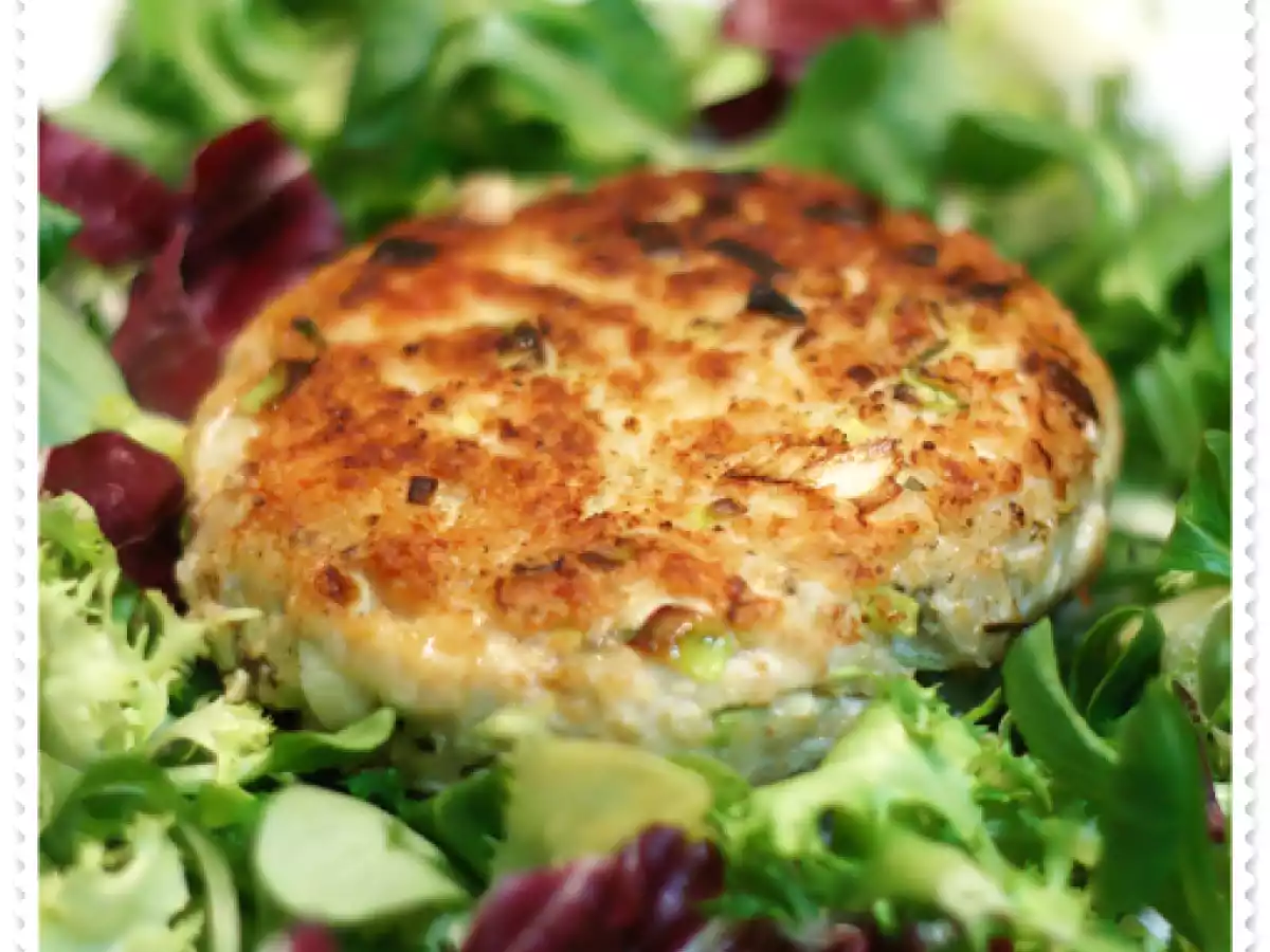 Burger di pollo e porri al drangoncello