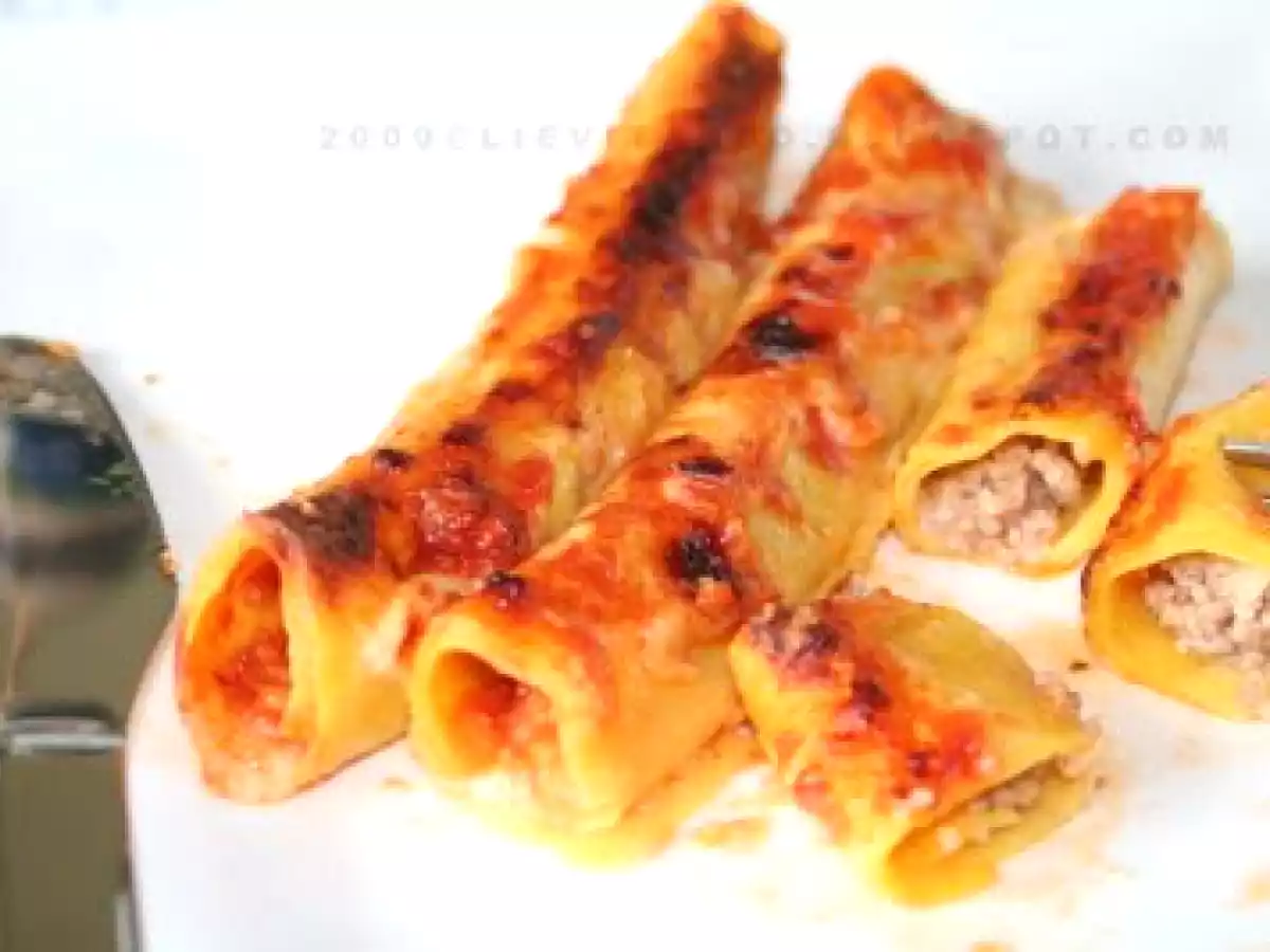 Cannelloni fatti in casa ripieni di carne