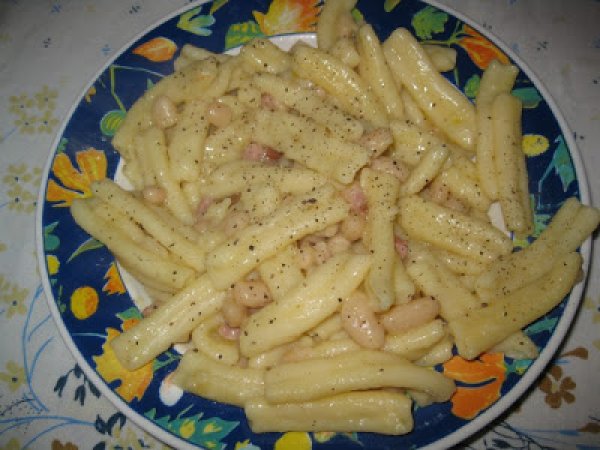 Casarecce e fagioli cannellini con pancetta